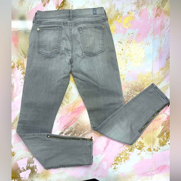 7 For All Mankind Gray Skinny Jeans 26