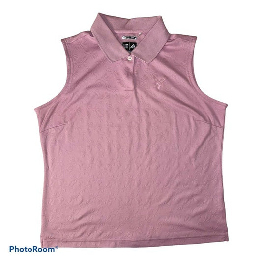 Adidas Dusty Pink Texturized Sleeveless Polo Shirt L